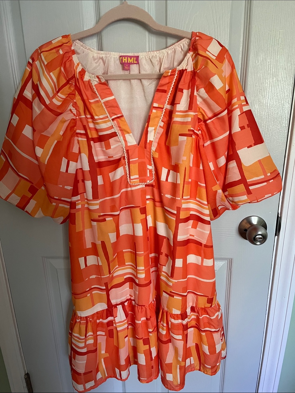 THML Pink Label with Yellow Logo Satin Dress